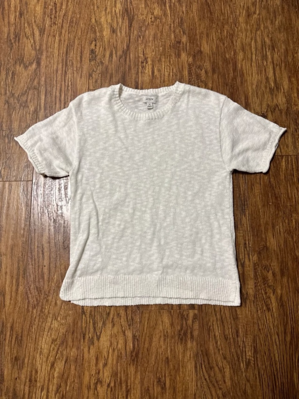 J.Crew White Knit Short Sleeve Crewneck Sweater Size XS
